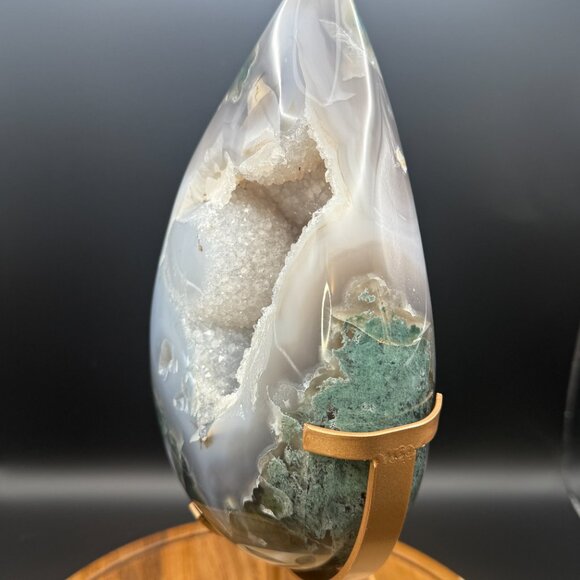Rare Moss Agate Tear Drop Druzy Crystal 6lbs 5oz Earth Land Water Natural Geode - Picture 4 of 14